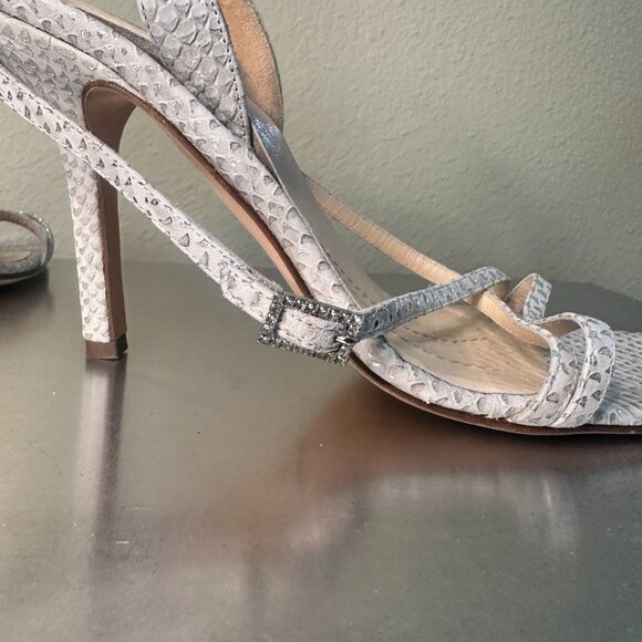 RARE!!! KATE SPADE Bow Detail Metallic Snake Skin Strappy Heels Sandals size 8 - Picture 11 of 16